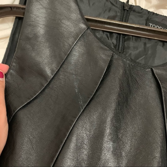 TOPSHOP black faux leather skater dress size 8 - Picture 6 of 8